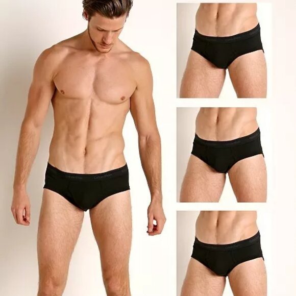 CALVIN KLEIN 4 Hip Briefs Black Cotton Men's Underwear New in the box - Picture 1 of 5